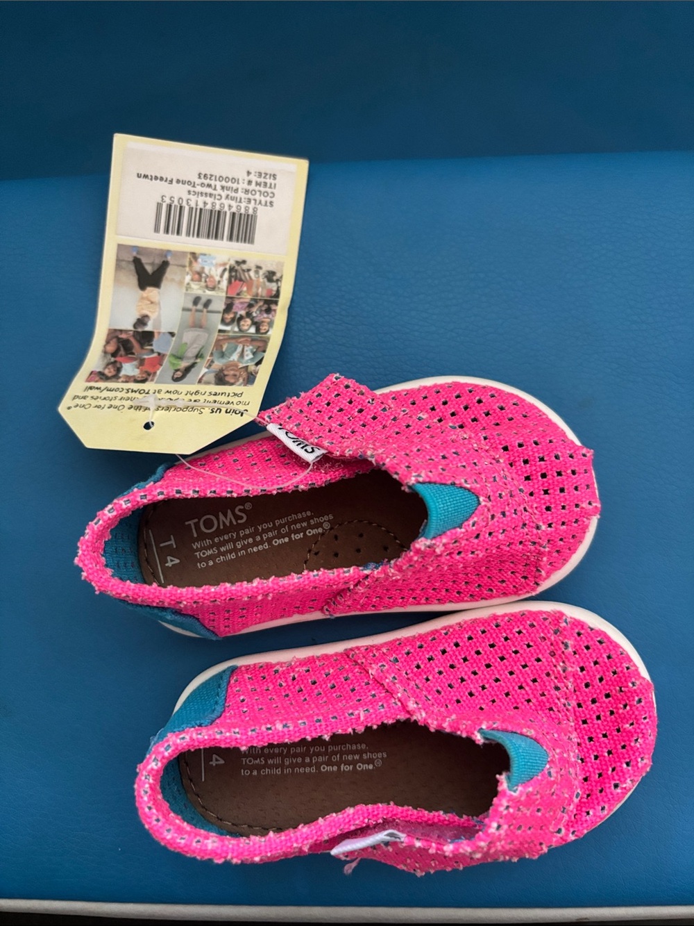 Kids Pink TOMS toddler/baby size 4
